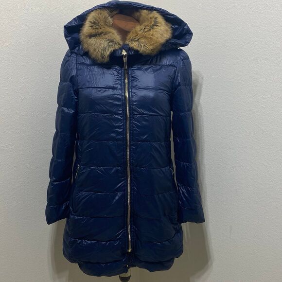 kate spade Jackets & Blazers - Kate Spade Coat Womens XS Faux Fur-trim Down Puffer Winter Warm Jacket In Navy